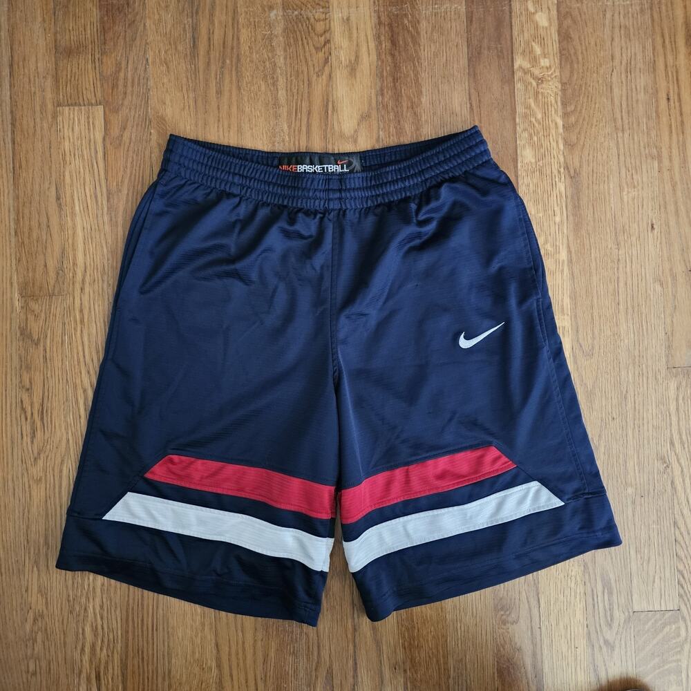 Nike Basketball Dazzle Shorts Men's Medium Blue Red White Shiny Y2K